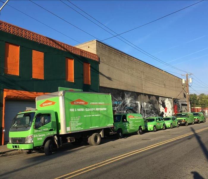 Picture of all of our SERVPRO vehicles. 